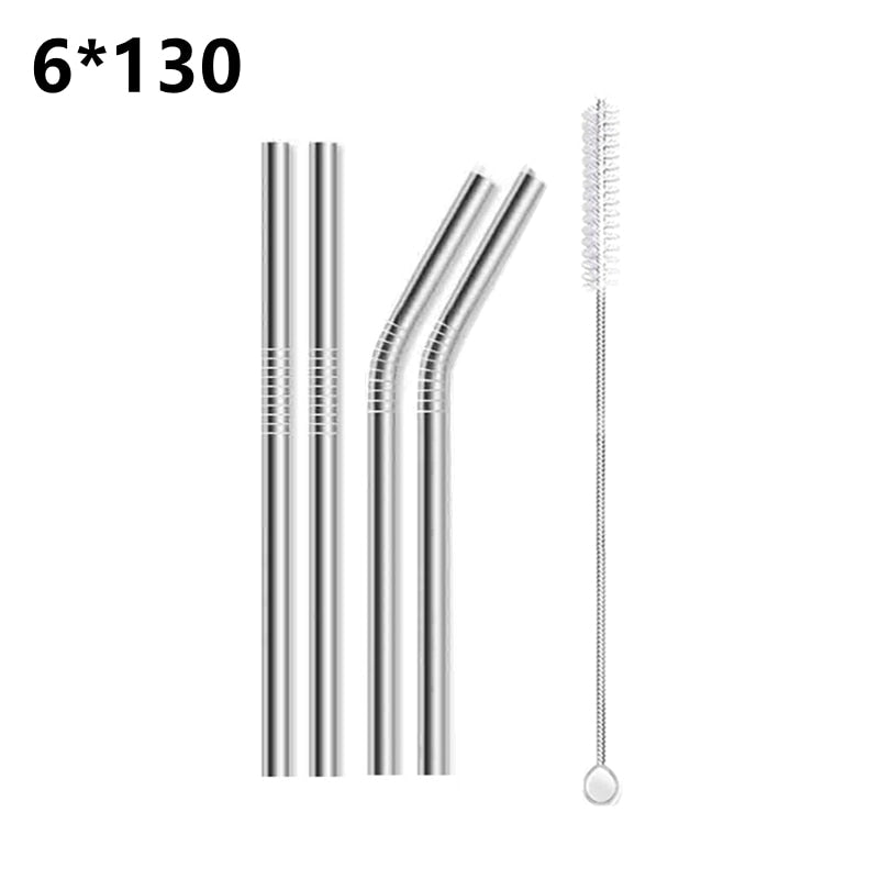 4pcs Short Metal Straws in Stainless Metal