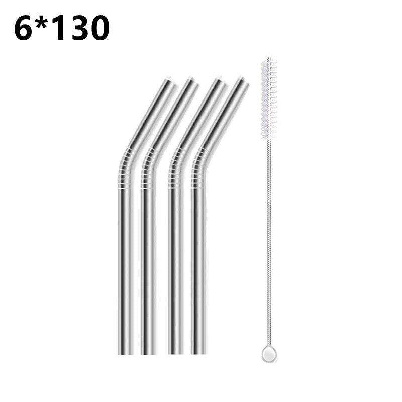 4pcs Short Metal Straws in Stainless Metal