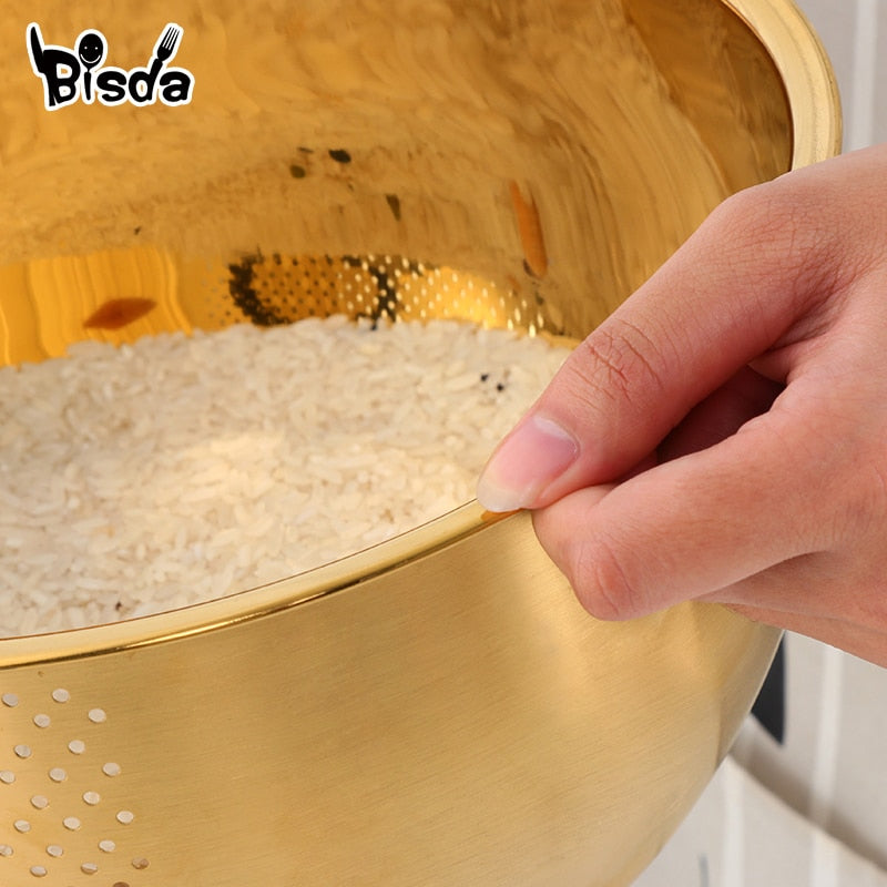 Stainless Steel Drain Washing Basket Bowl