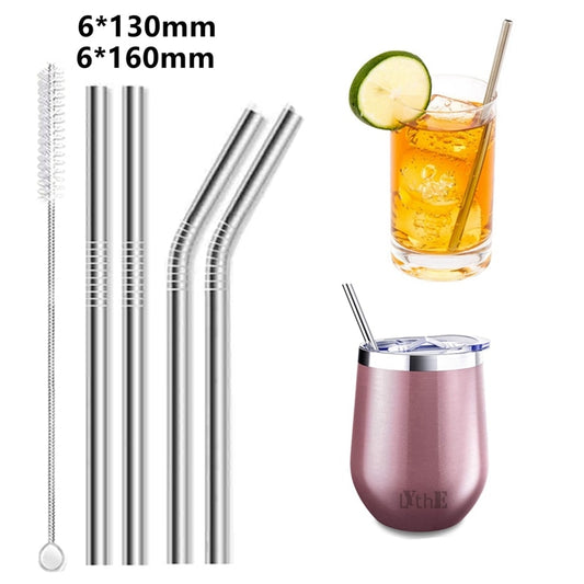 4pcs Short Metal Straws in Stainless Metal